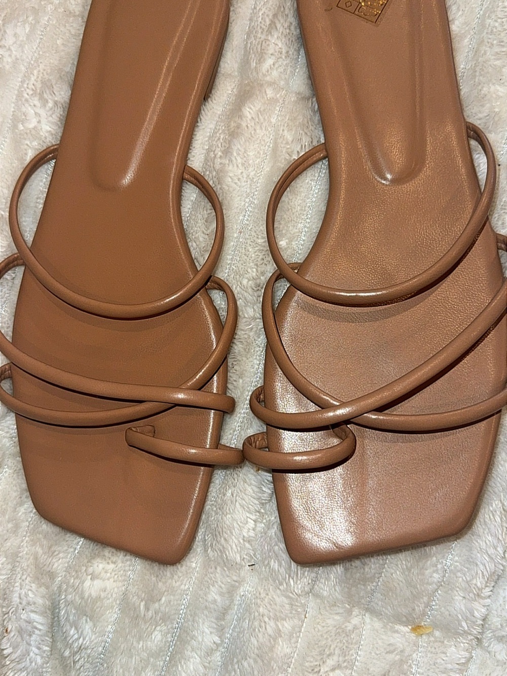 Women’s Strappy Square-Toe Slide Sandals in Brown